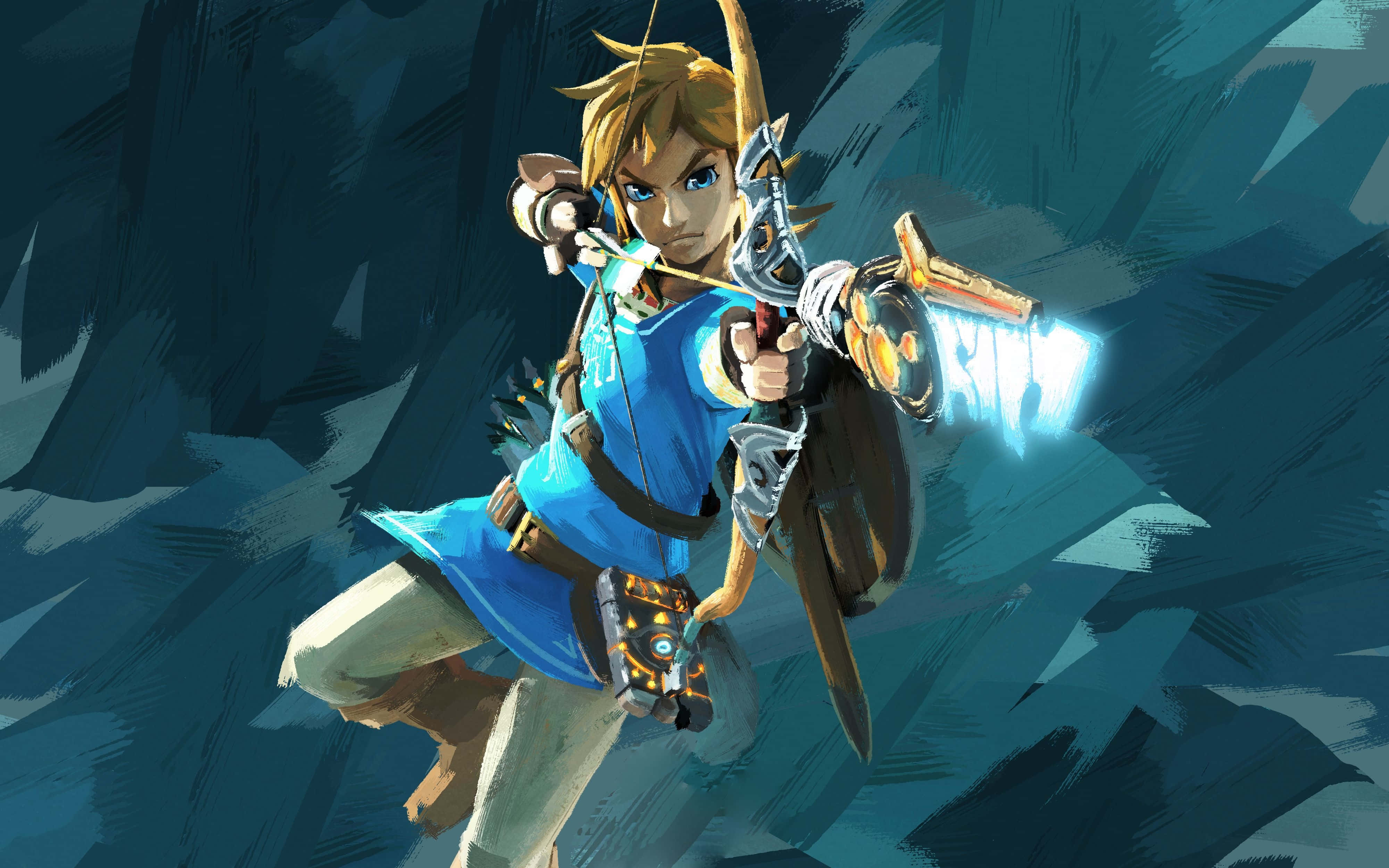Zelda Breath Of The Wild 4K Link sigter med en håndlavet pil Wallpapers