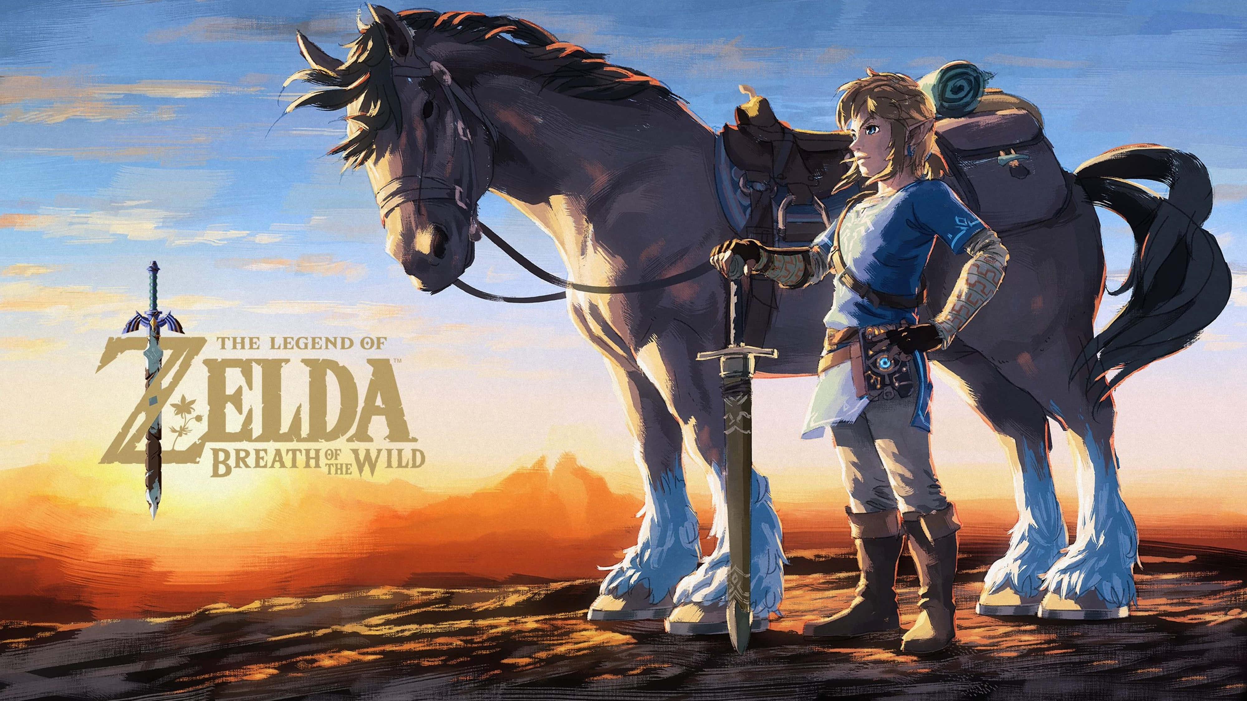 Zelda Breath Of The Wild 4K Link Med En Hest Wallpapers
