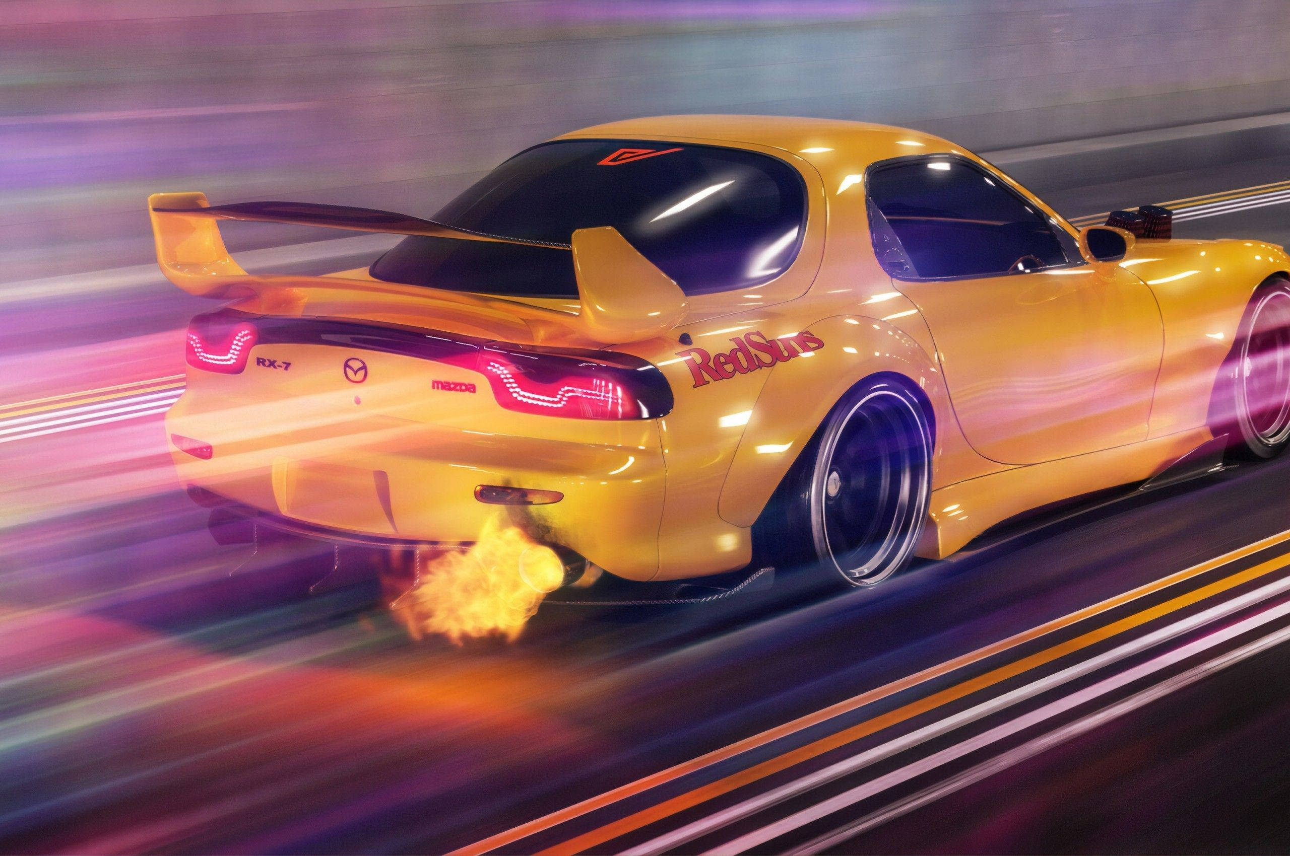 Zoomende gule JDM-biler Wallpapers