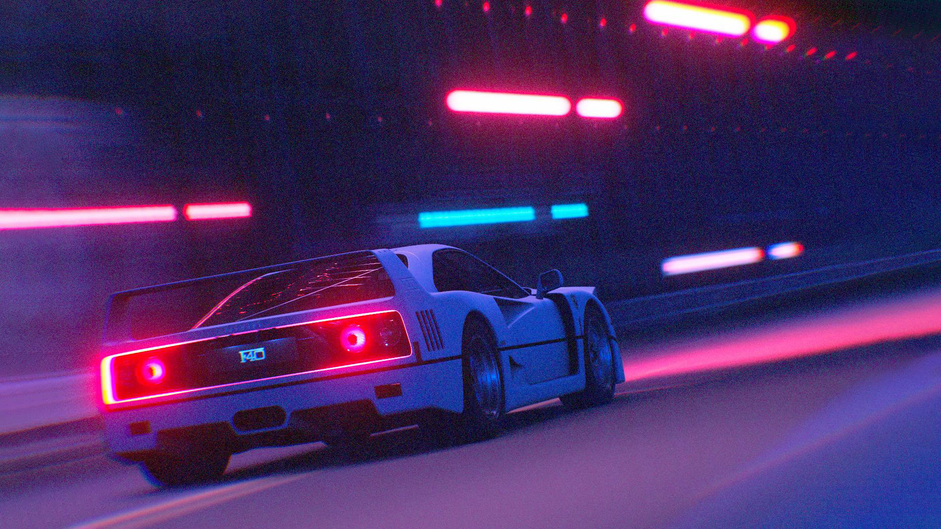 Zoomende JDM-bil med neonlys Wallpapers