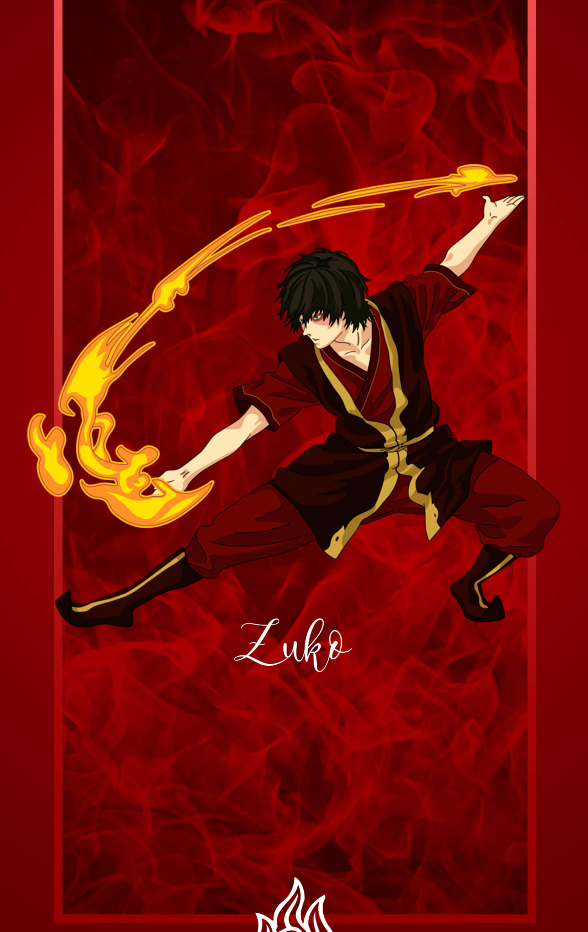 Zuko i rød fløjl ild Wallpapers