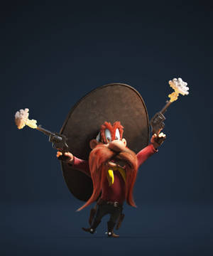 3D animationskunst Yosemite Sam mørkegrøn baggrund. — Galaxy Z Fold 5 Wallpapers