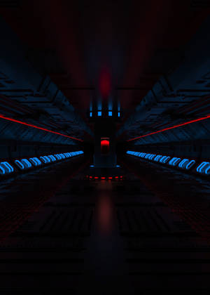 Futuristisk rum med lyseblåt lys tapet — Oppo Pad 4 Pro Wallpapers