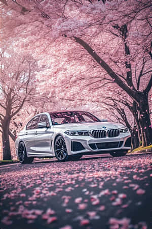 BMW, kirsebærblomster, forår, æstetisk, bilbaggrund, blomster, fredfyldt, rolig, natur, luksusbil — Blomstret Wallpapers