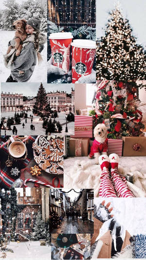 Æstetisk julecollage til iPhone — Æstetisk jul Wallpapers