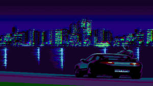 Æstetisk retro 8bit bylandskab — Æstetisk retro Wallpapers
