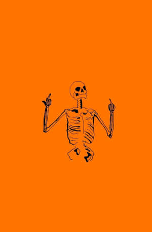 Æstetisk sød Halloween-skelet orange kunst — Sød Halloween Wallpapers