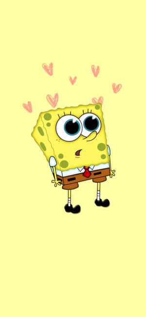 Æstetisk SvampeBob med mini hjerter — Realme P4x Wallpapers