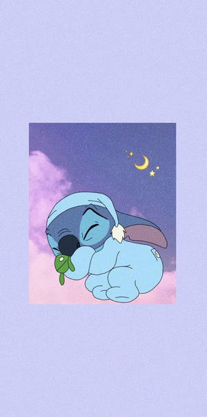 Æstetisk tegneserie Sovende Stitch på himlen