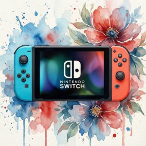 Akvarel kunst tapet af Nintendo Switch