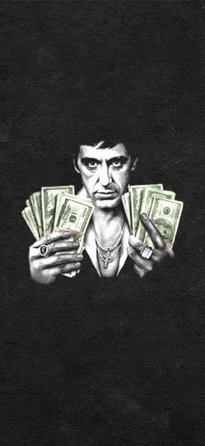 Al Pacino Scarface bundt sedler — Galaxy S24 Wallpapers