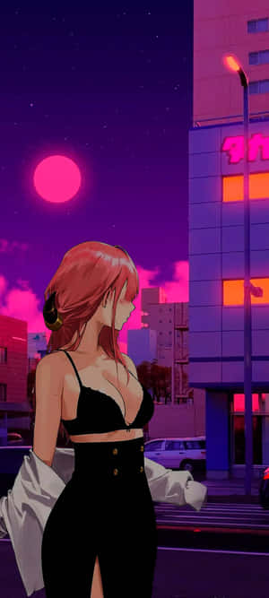 Anime bygning Vaporwave — ZTE Axon 60 Lite Wallpapers