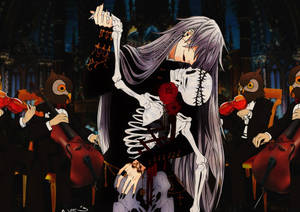 Anime dansende dreng med skelet tapet — Anime dans Wallpapers