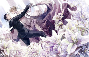 Anime-dansende par med liljer tapet — Anime dans Wallpapers