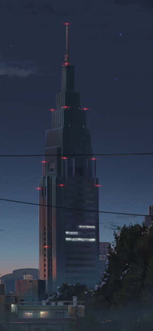 Anime Docomo Tower bygning — Vivo V60 Wallpapers