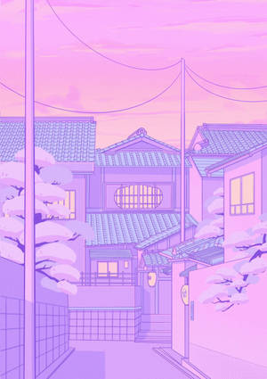 Anime-gade med pastel himmel baggrund — IQOO Pad5c Wallpapers