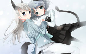 Anime lesbisk kattepar baggrund — Anime lesbisk Wallpapers