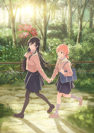 Anime-lesbiske i skoven baggrund — Anime lesbisk Wallpapers