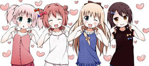 Anime lesbiske lyserøde hjerter baggrund — Anime lesbisk Wallpapers