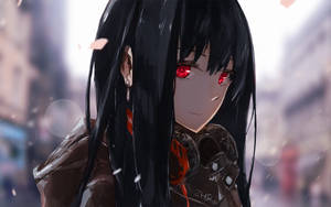 Anime-pige i hættetrøje med røde øjne wallpaper — Sød animepige Wallpapers