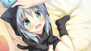 Animepige Hættetrøje Neko baggrund — Pige med hættetrøje anime Wallpapers