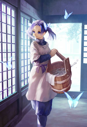 Aoi Kanzaki med sommerfugle kunstværk wallpaper — IQOO Pad5 Wallpapers
