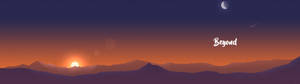 Solnedgang over minimalistiske bjerge dobbeltskærm wallpaper — 3840x1080 Wallpapers