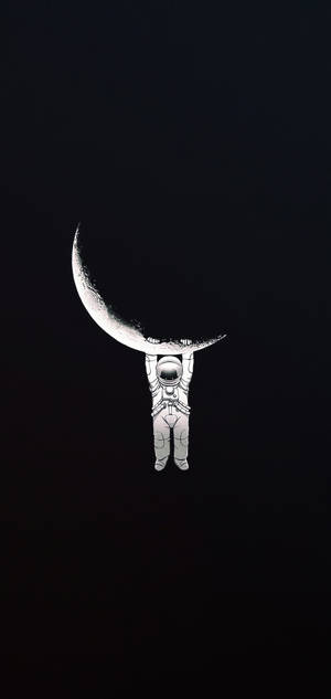 Astronaut hængende på månen cool sort — Galaxy S22 Ultra Wallpapers