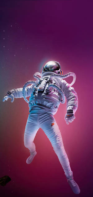 Astronaut Sci Fi driver i neonlys tapet — iPhone 16 Pro Wallpapers