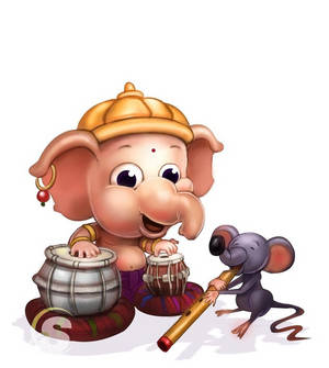 Baby Ganesh rotte tromme kunst — Vivo X Fold Wallpapers