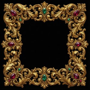 Pyntelig SVG-barok kant med guld-snoet arbejde på sort. — Tecno Phantom V Flip2 Wallpapers