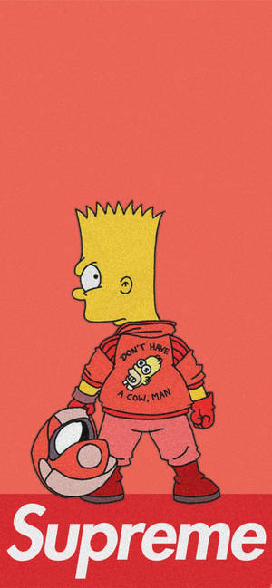 Bart Simpson Orange Supreme — iPhone 13 Pro Wallpapers