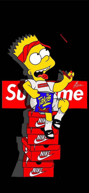 Bart Simpson Rød Supreme — Galaxy S25 FE Wallpapers