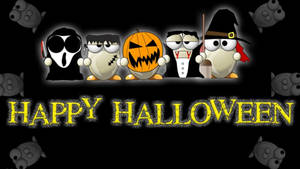 Baggrundsbillede med berømte tegneserie-Halloween-figurer