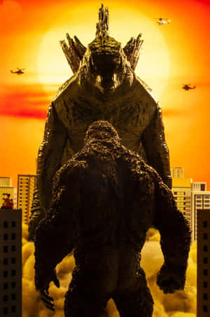 Billedtekst: Episk sammenstød - Godzilla vs Kong — Vivo Pad SE Wallpapers