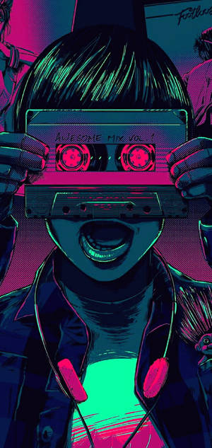 Vaporwave neon digital kunst baggrund — iPhone 13 Pro Max Wallpapers
