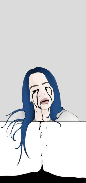 Billie Eilish trist tegning tapet — iPhone Air Wallpapers