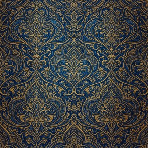 Indviklet arabeskmønster i blåt og guld, elegant baggrund til Eid Milad-un-nabi — Pixel Watch 5 Wallpapers