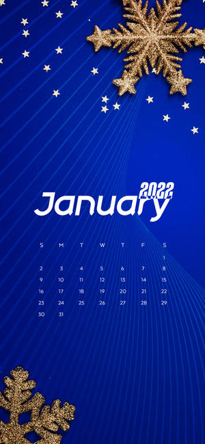 Blå januar 2022 snefnugskalender tapet — iPhone 15 Pro Max Wallpapers