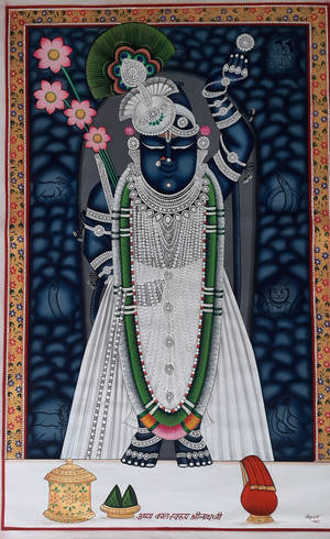 Blå Shrinathji Guddom — Galaxy Tab Active5 Wallpapers