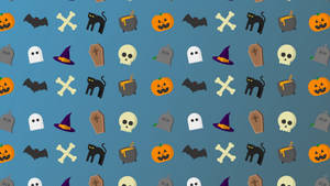 Blå sød æstetisk Halloween uhyggelige ikoner — Sød æstetisk halloween Wallpapers