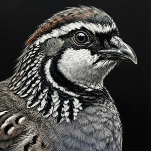 En detaljeret sort-hvid blæktegning af en agerhøne. — Pixel Watch 4 Wallpapers