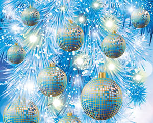 Blankblå spejl-julekugler tapet — 5:4 Wallpapers