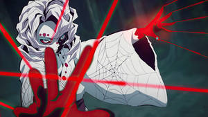 Baggrundsbillede med blodig Rui Demon Slayer