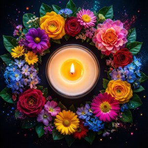 Set ovenfra af Encanto-lysestagen med blomster. — Tecno Phantom V Flip2 Wallpapers
