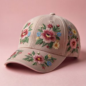 Snapback med blomsterbroderi på pastelrosa — Tecno Phantom V Flip2 Wallpapers