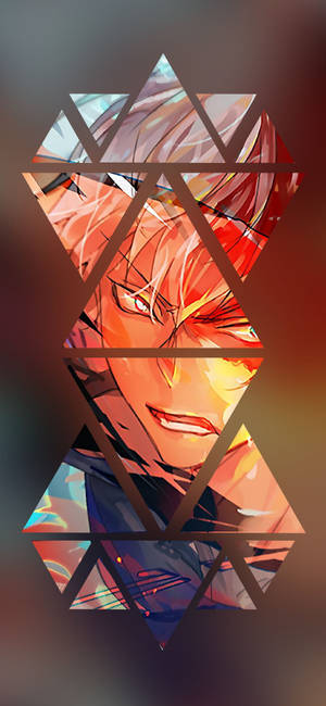 Baggrundsbillede med polygonkunst af Todoroki fra Boku No Hero Academia.