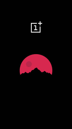 AMOLED-baggrund af lyserød måne og OnePlus-logo på sort baggrund.