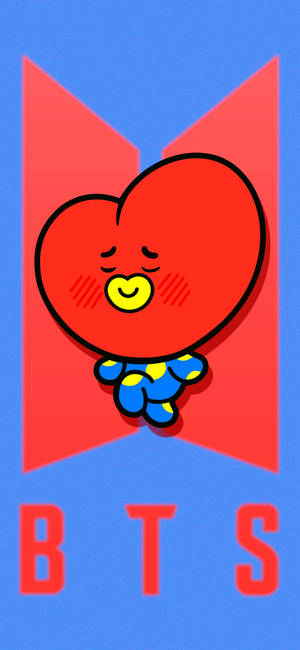BT21 Tata På BTS Logo baggrund — iPhone 14 Plus Wallpapers