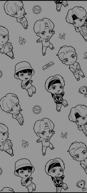 BTS Tinytan Linjetegning wallpaper — Honor Play 80 Pro Wallpapers